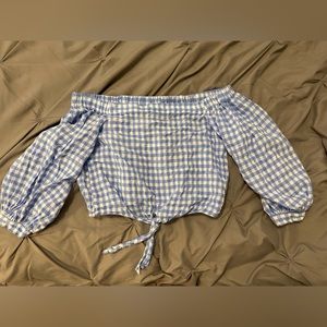 Forever 21 Baby blue off shoulder crop top